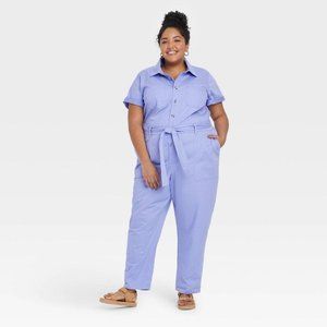Ava & Viv Plus Size Short Sleeve Boiler Suit 2X